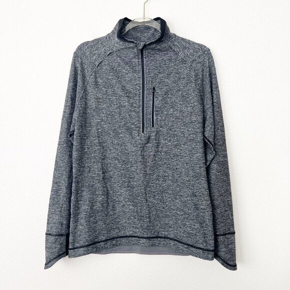 Lululemon Mens Medium Heather Gray Long Sleeve Quarter Zip Mock Neck Pullover - Picture 1 of 7